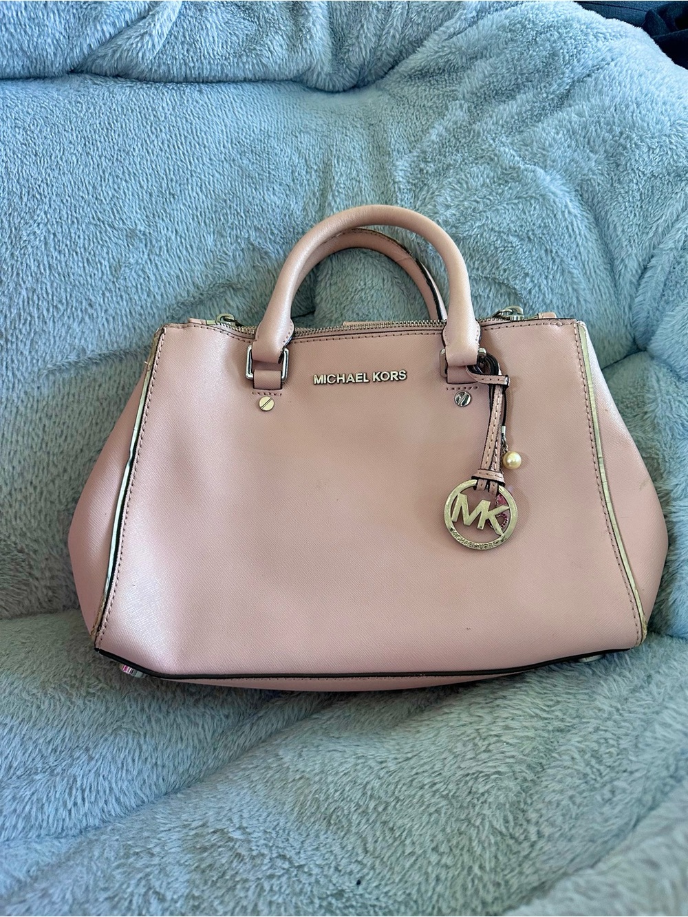 MICHAEL KORS Hope Large Saffiano Leather Satchel Powder Blush Pink